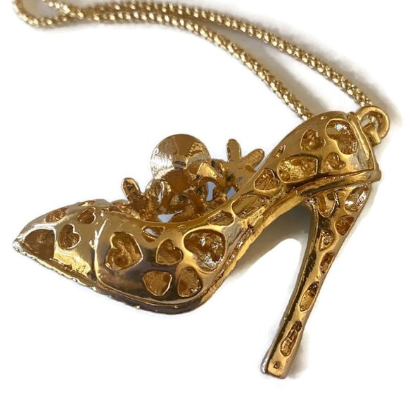 𝅺Aqua Blue Crystal High Heel Shoe Sweater Necklace Collection NWOT - Picture 5 of 5